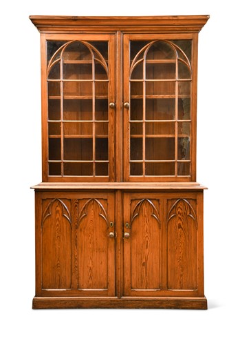 Lot 921 - A Victorian pitch pine gothic cabinet