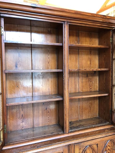 Lot 921 - A Victorian pitch pine gothic cabinet