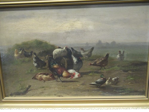 Lot 495 - English School, 19th Century, Chickens in a...