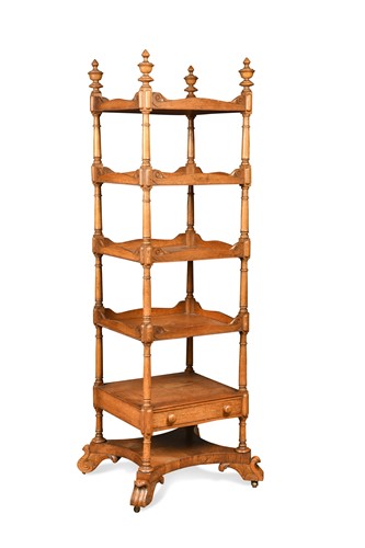 Lot 918 - A Victorian oak five tier whatnot
