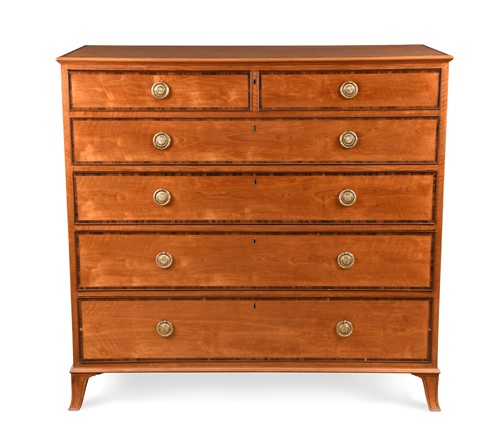 Lot 818 - A George III satinwood and rosewood cross banded chest