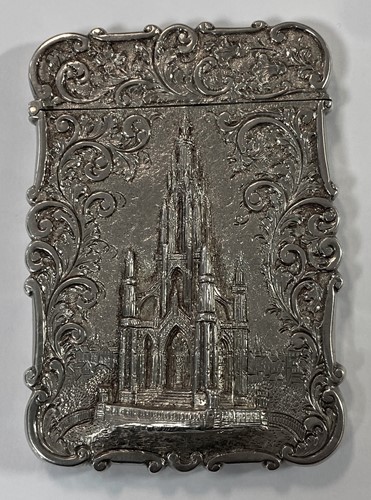 Lot 282 - A Victorian silver 'Castle Top' style hinged card case, mark of Nathaniel Mills