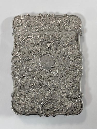 Lot 282 - A Victorian silver 'Castle Top' style hinged card case, mark of Nathaniel Mills