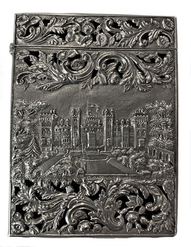 Lot 283 - A rare Victorian silver double-sided 'Castle Top' style hinged card case, mark of Nathaniel Mills