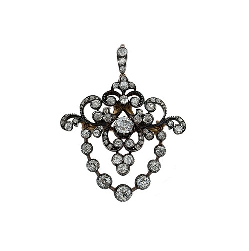 Lot 199 - A late Victorian diamond garland pendant/ brooch