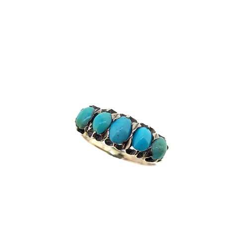 Lot 88 - A turquoise half hoop style ring