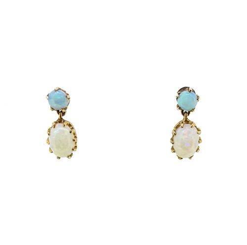 Lot 82 - A pair of opal ear pendants