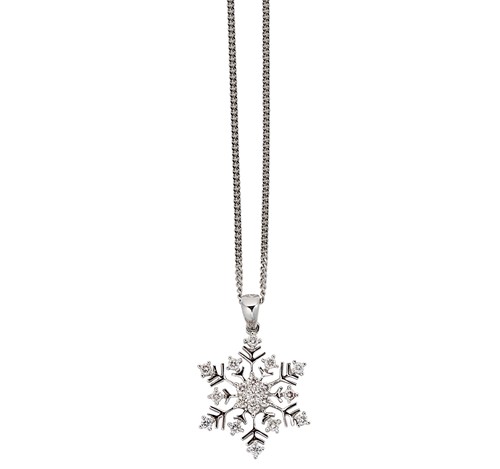 Lot 145 - A diamond set snowflake pendant and chain