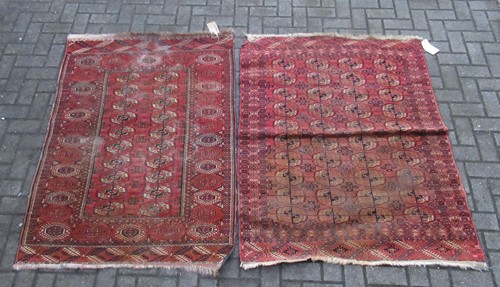 Lot 781 - A Tekke Turcoman woven in tones of red, blue,...
