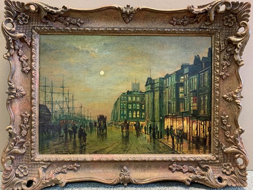 Lot 473 - Alfred Jenkins, Liverpool night scene, signed...
