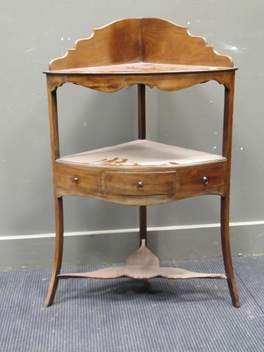 Lot 600 - A Georgian mahogany corner washstand with...