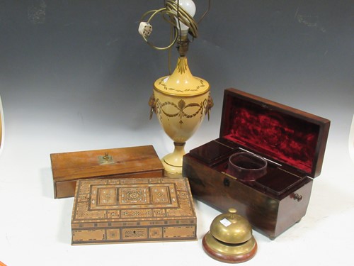 Lot 714 - A set of balance scales with weights, a tea...