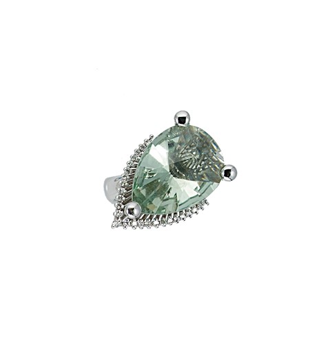 Lot 36 - A modern green amethyst and diamond dress ring
