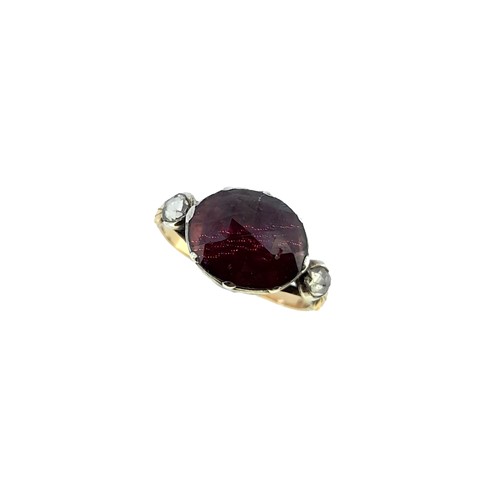 Lot 28 - A Georgian garnet and diamond ring