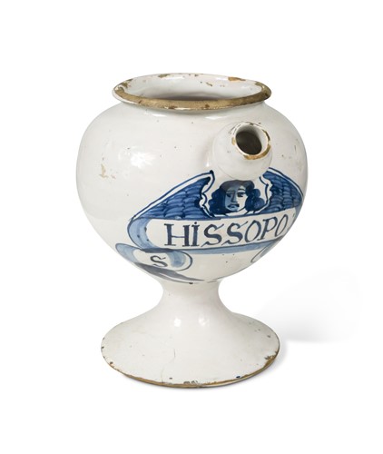 Lot 397 - A London delft blue and white wet drug jar, circa 1700