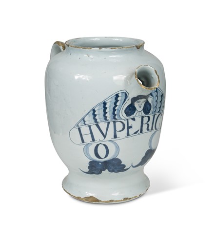 Lot 404 - A Bristol delft blue and white drug jar, circa 1680