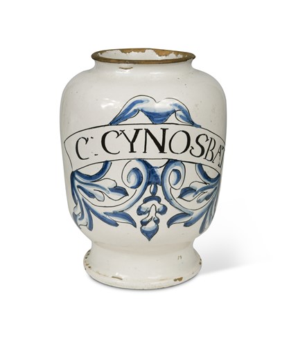 Lot 402 - A London delft drug jar, circa 1700