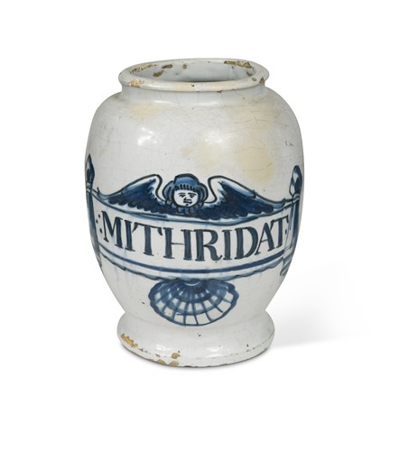Lot 396 - A London delft blue and white drug jar, circa 1690