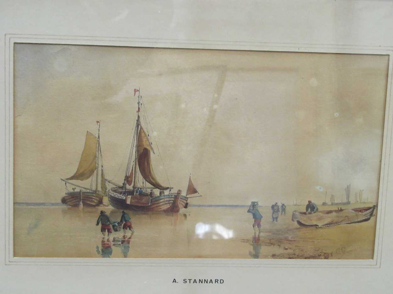 Lot 348 - Alfred Stannard, Loading ships at low tide,...