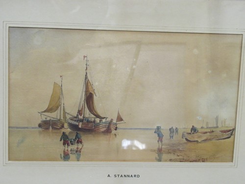 Lot 462 - Alfred Stannard, Loading ships at low tide,...