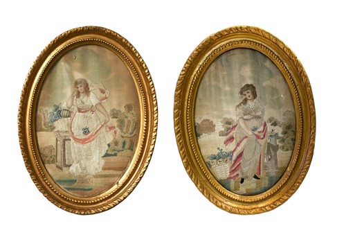 Lot 161 - A pair of Regency silk embroideries