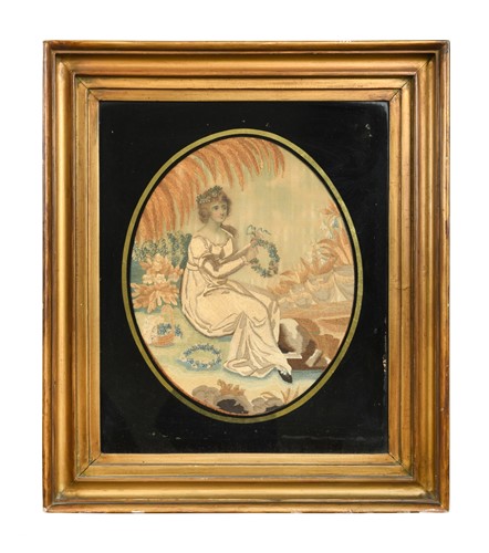 Lot 229 - A Regency silk embroidery, depicting a young...