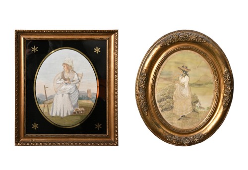 Lot 858 - Two Regency silk embroderies