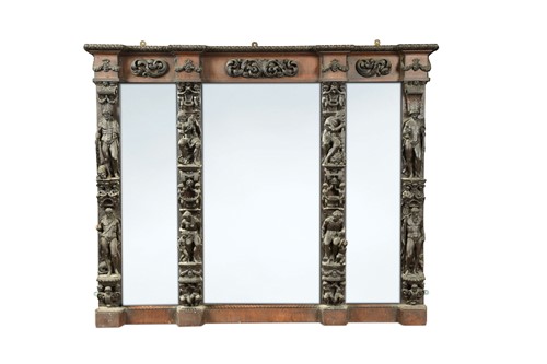 Lot 875 - An Italian carved walnut overmantle mirror in the manner of Andrea Brustolon, 19th century