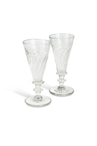 Lot 430 - A pair of wrythen ale glasses, circa 1780