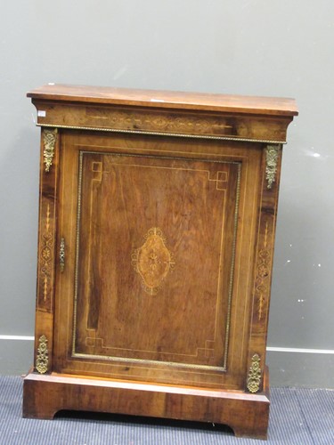 Lot 740 - A Victorian walnut and marquetry side cabinet...