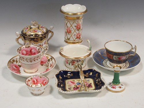 Lot 75 - A Swansea cup and saucer, a Rockingham...