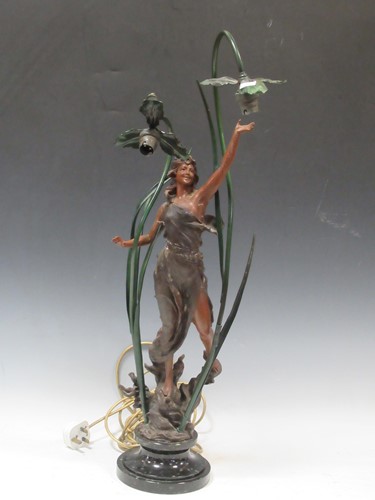 Lot 257 - Spelter figural lamp