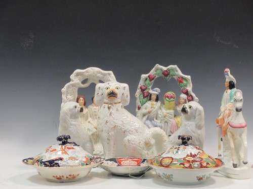 Lot 62 - Three Staffordshire flatback figures, three...