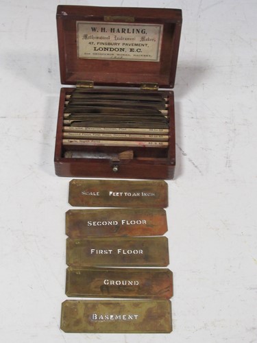 Lot 152 - W H Harling mahogany box of brass plan...