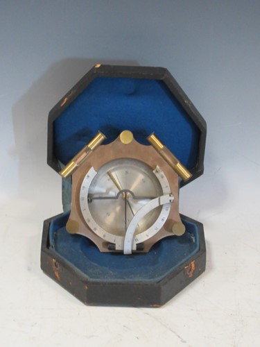 Lot 186 - A lacquered brass surveying compass with...