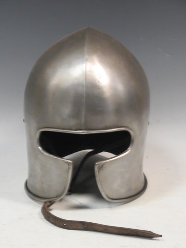 Lot 162 - A reproduction steel knight's helmet