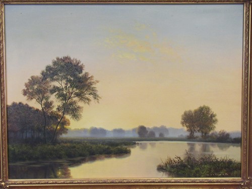 Lot 465 - Gerald Coulson (b. 1926) River landscape at...