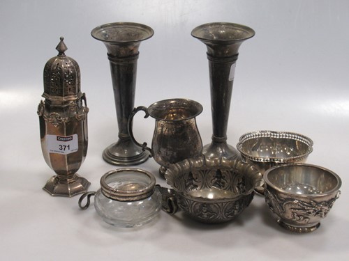 Lot 371 - A collection of silverware including a sugar...