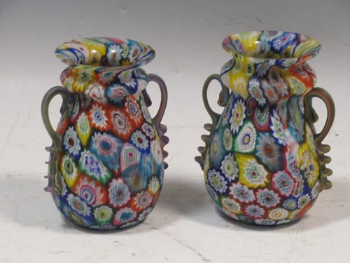 Lot 115 - Two Murano glass two-handled vases, 11cm and...