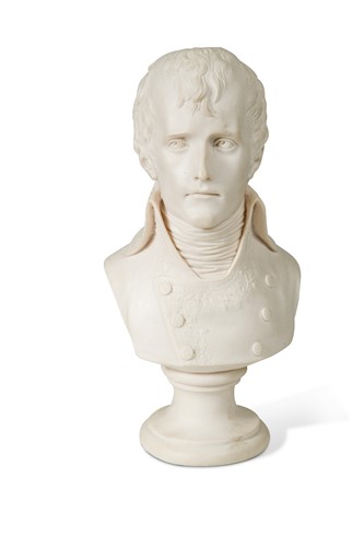 Lot 420 - A 19th century biscuit porcelain bust of Napoleon Bonaparte