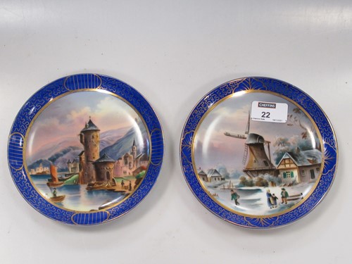 Lot 22 - A pair of Continental porcelain plates, one...
