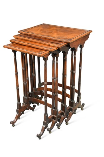 Lot 816 - A Regency nest of mahogany and burr walnut quartetto tables