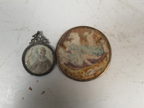 Lot 389 - Two circular religious miniatures; to include,...