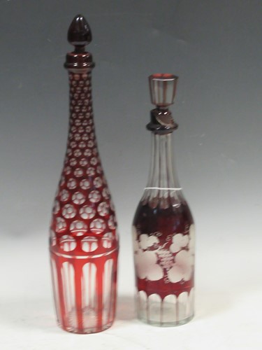 Lot 14 - A Bohemian ruby-flashed decanter and stopper,...
