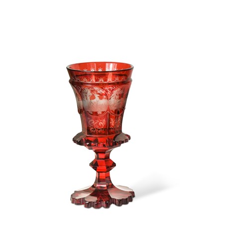 Lot 425 - A Bohemian ruby-flashed goblet, circa 1880