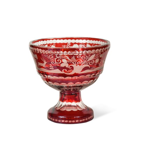 Lot 423 - A 19th century Bohemian ruby-flashed pedestal bowl