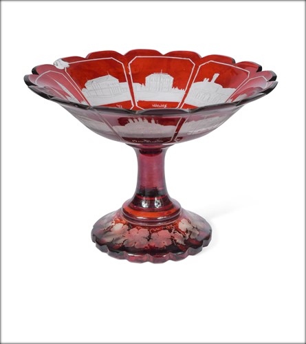 Lot 424 - A Bohemian ruby-flashed pedestal comport