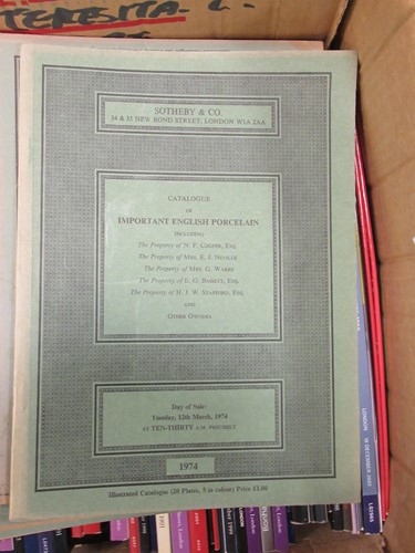 Lot 796 - Two boxes, various auction catalogues to...