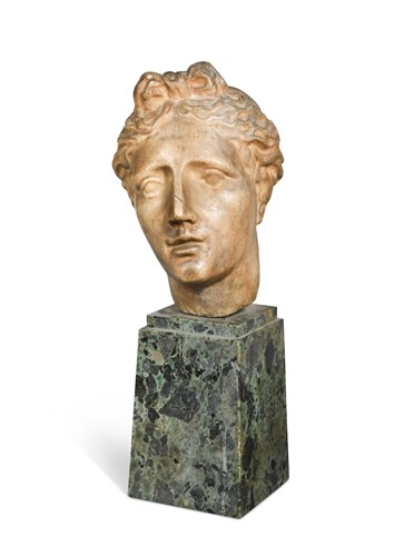 Lot 287 - After the antique, a white marble head with pierced ears