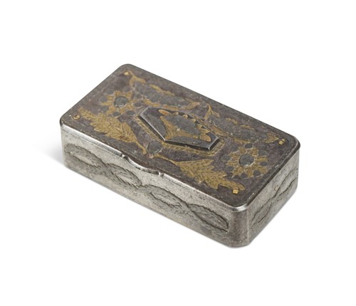 Lot 366 - A small steel and brass inlaid snuff box, mid 18th century